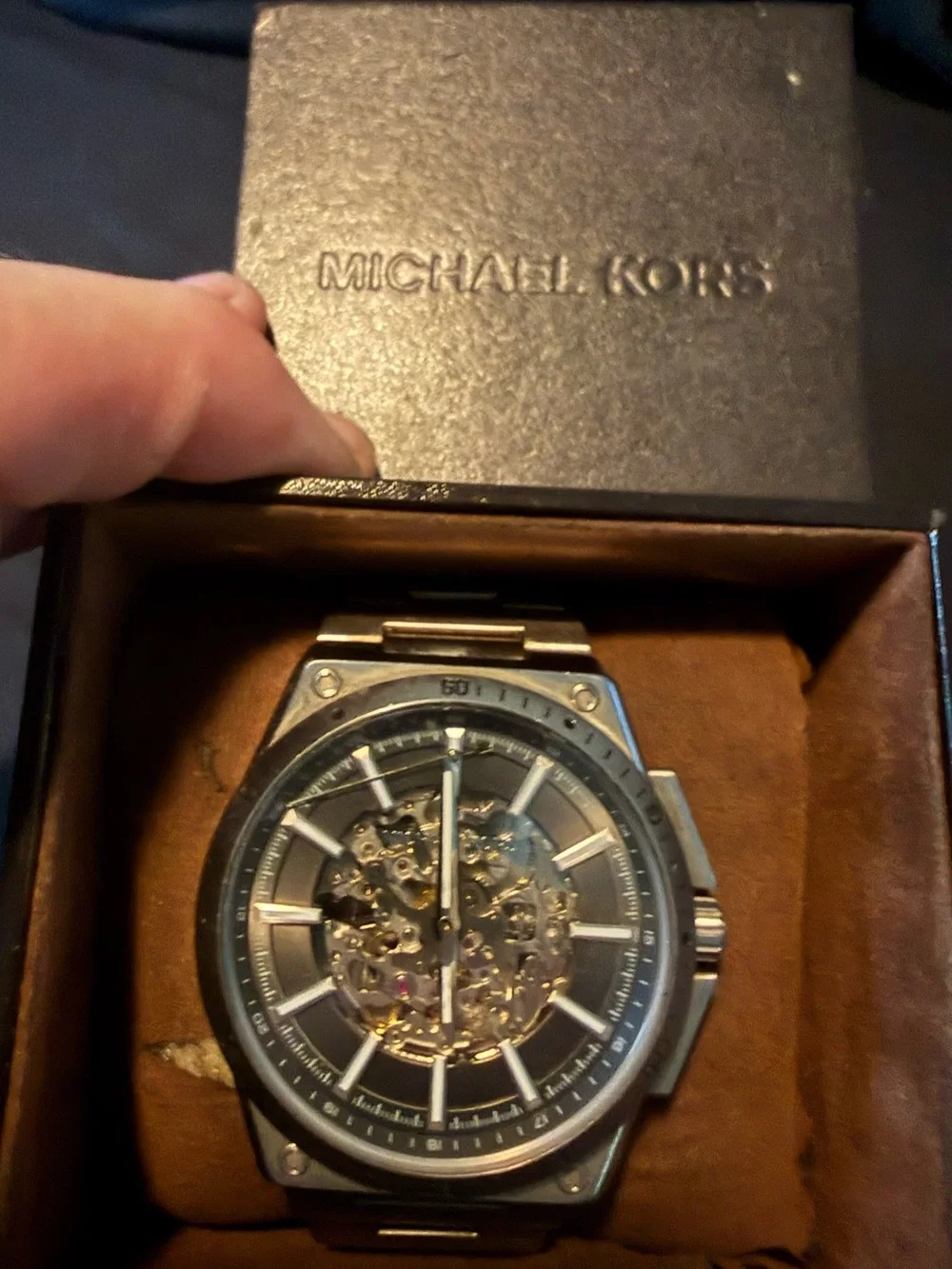 Michael Kors Silver Skeleton Dial Bracelet Watch